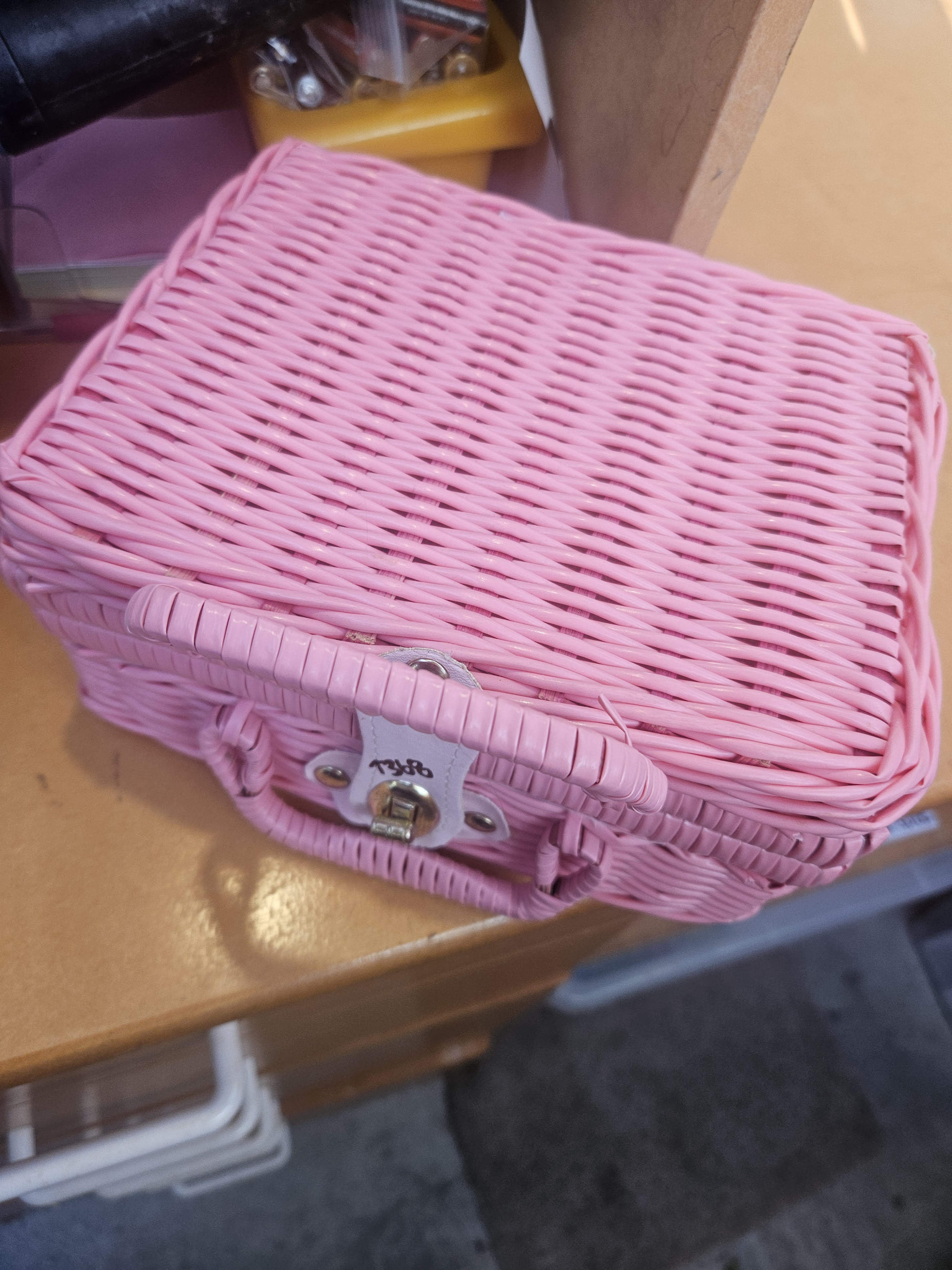Pink Tea Set in a Picnic Basket